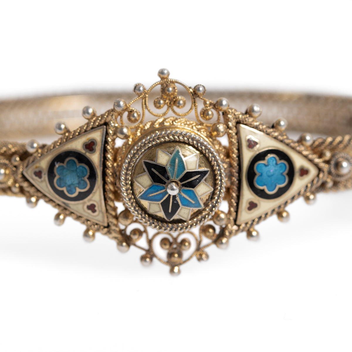 Antique Russian/Norwegian Art Deco Silver Gilt Filigree & Enamel Bracelet c1920 (Code A1017)