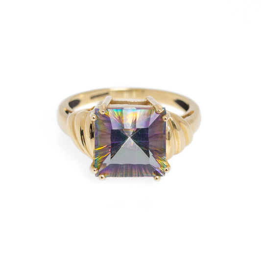 9ct Gold Fantasy Cut Mystic Topaz Ring Birmingham Hallmark 2006 UK Size N1/2 (Code A1030)