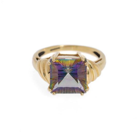 9ct Gold Fantasy Cut Mystic Topaz Ring Birmingham Hallmark 2006 UK Size N1/2 (Code A1030)