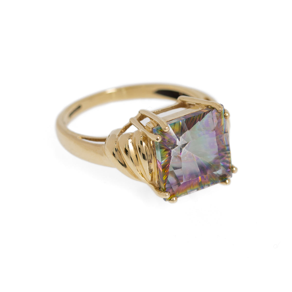 9ct Gold Fantasy Cut Mystic Topaz Ring Birmingham Hallmark 2006 UK Size N1/2 (Code A1030)