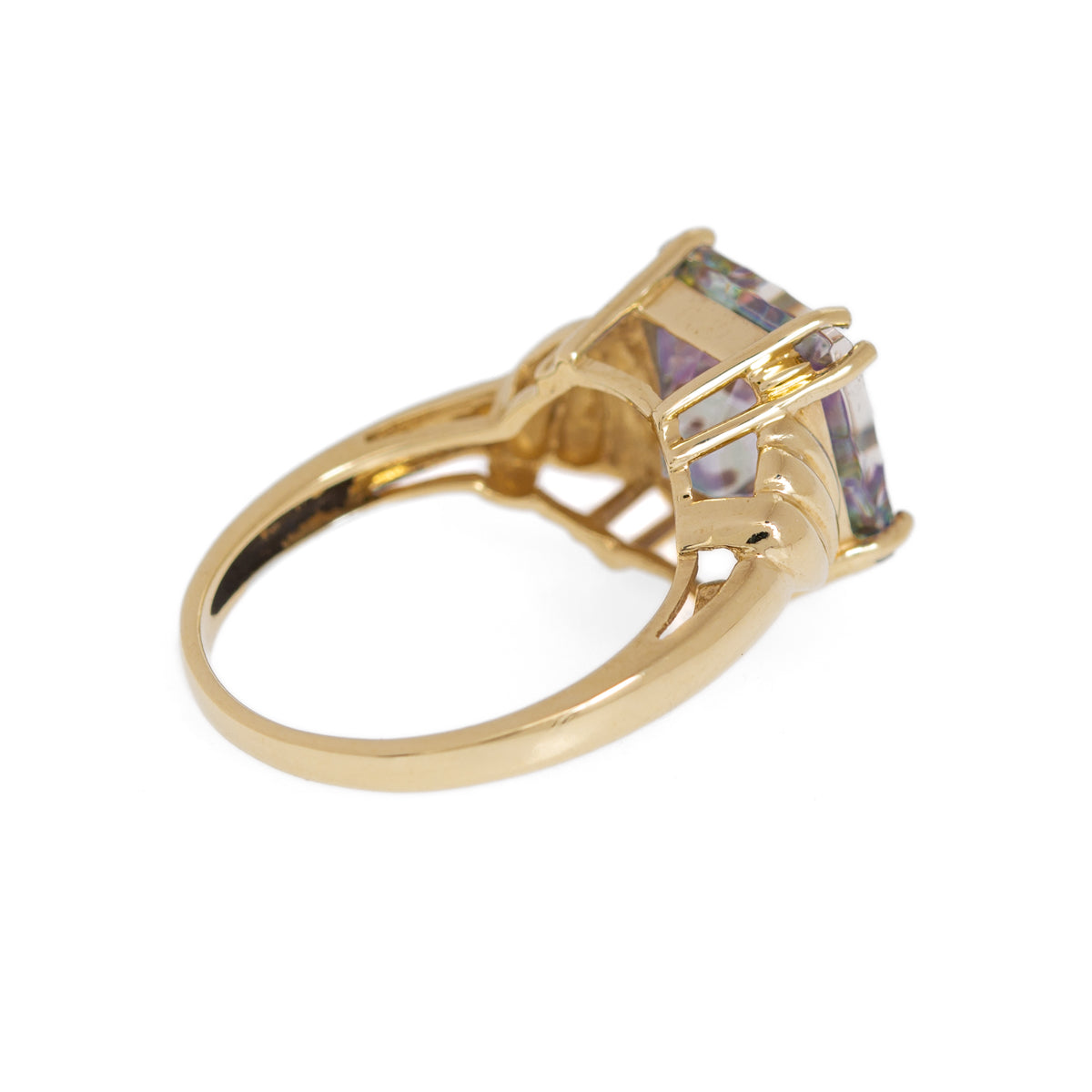 9ct Gold Fantasy Cut Mystic Topaz Ring Birmingham Hallmark 2006 UK Size N1/2 (Code A1030)