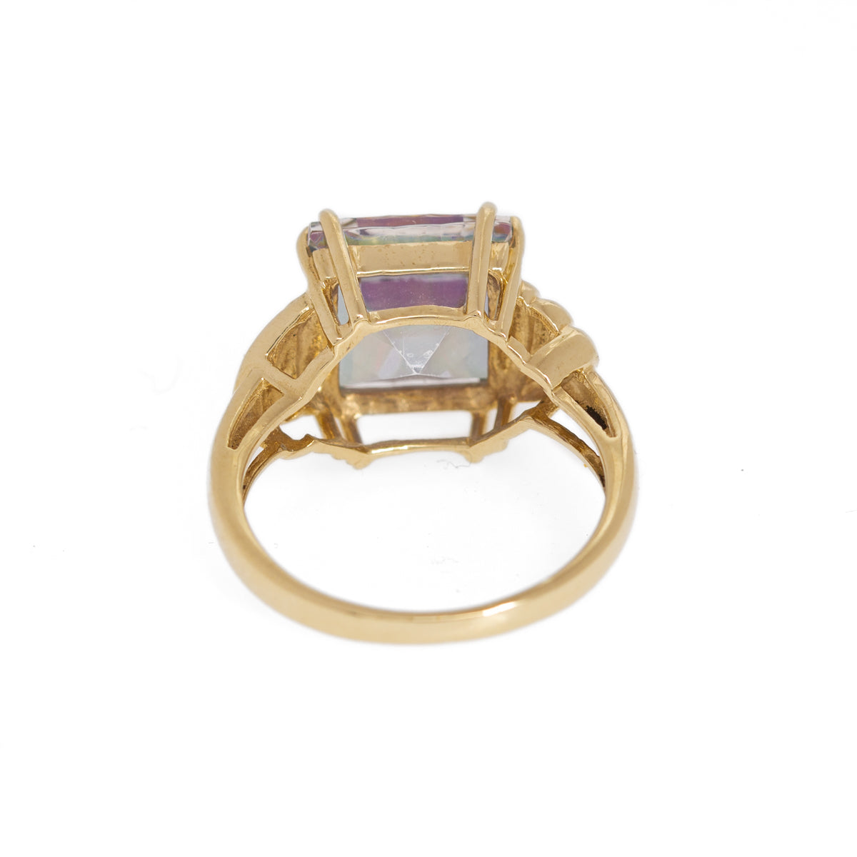 9ct Gold Fantasy Cut Mystic Topaz Ring Birmingham Hallmark 2006 UK Size N1/2 (Code A1030)