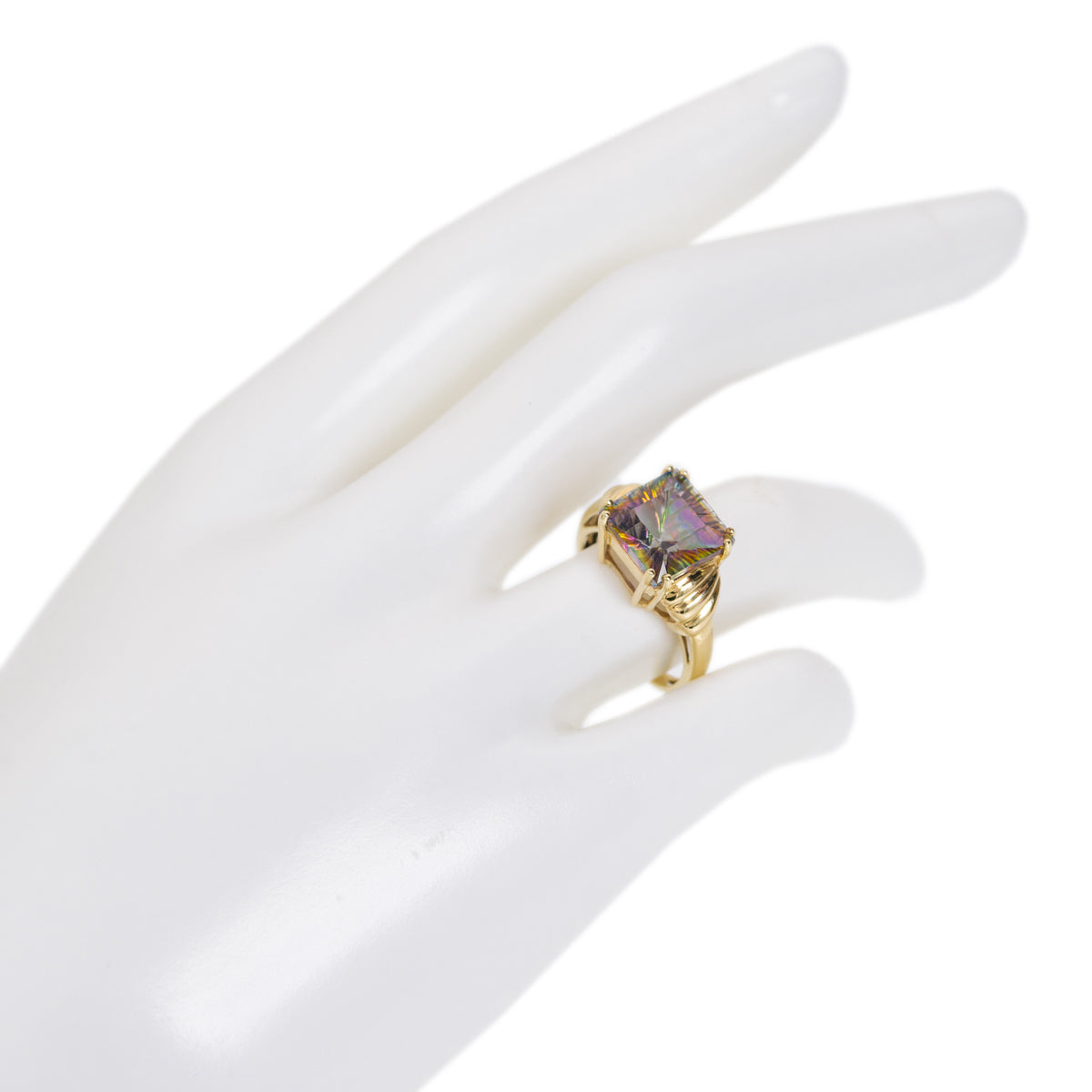 9ct Gold Fantasy Cut Mystic Topaz Ring Birmingham Hallmark 2006 UK Size N1/2 (Code A1030)