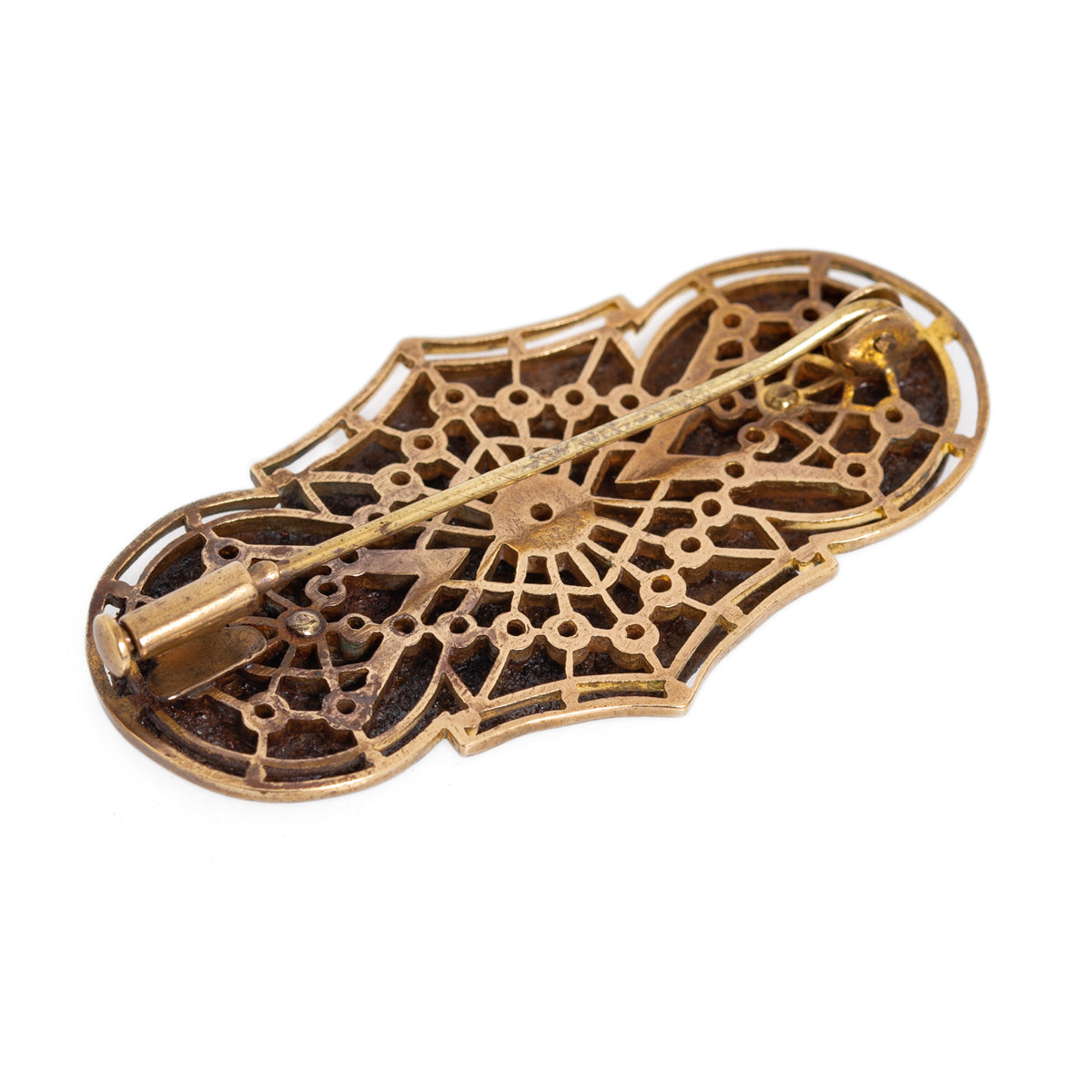 Antique Spanish Toledo Gold Damascene Brooch With Dragon c.1920's (Code A1060)