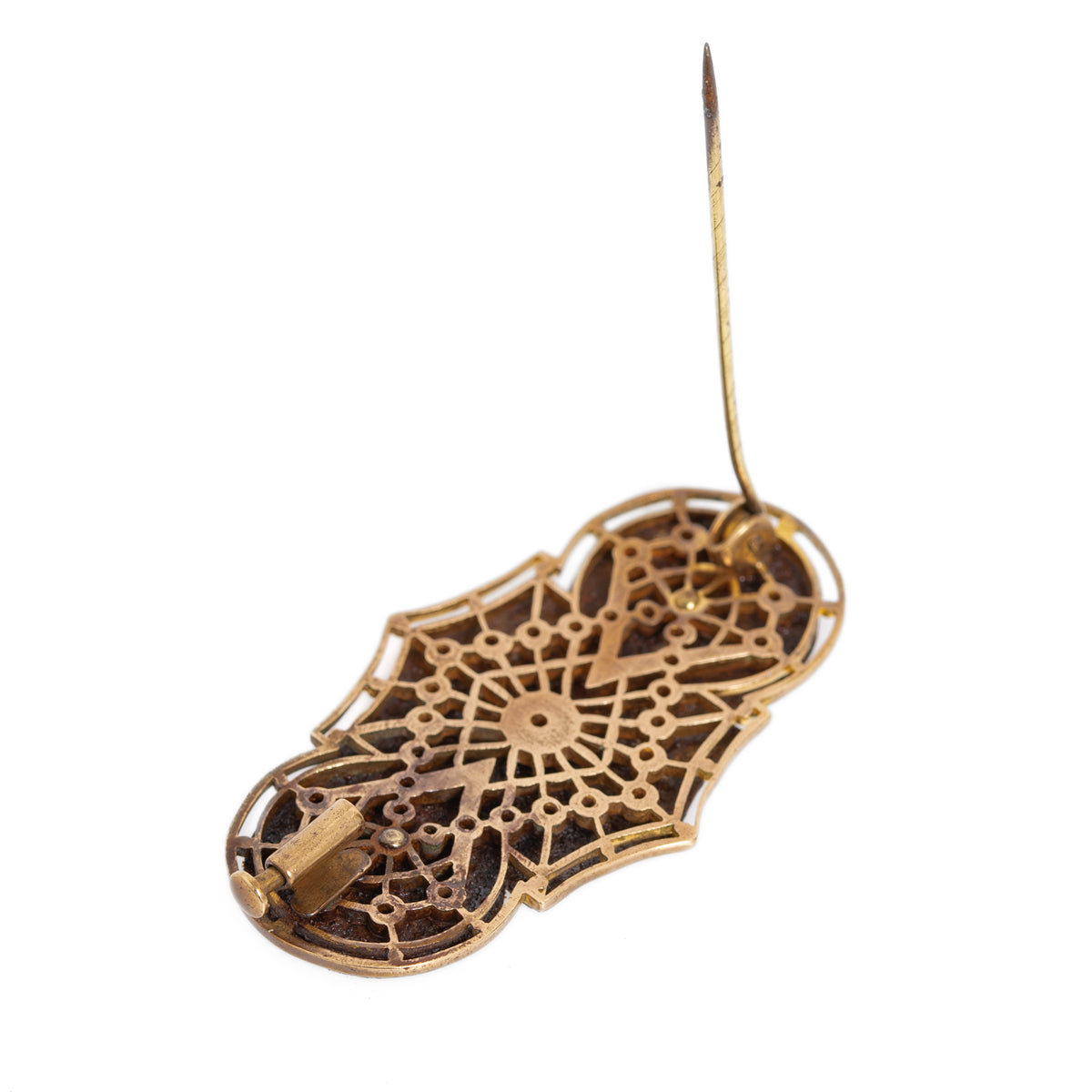 Antique Spanish Toledo Gold Damascene Brooch With Dragon c.1920's (Code A1060)