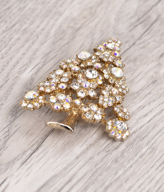 Vintage Kirks Folly Aurora Borealis AB Rhinestone Tree Brooch / Pin (Code A1098)