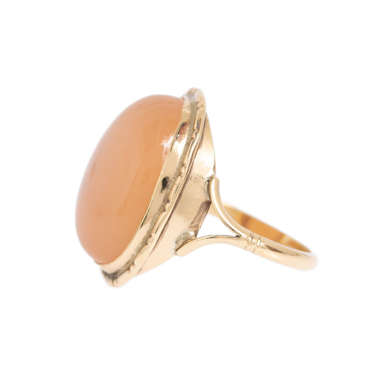 Antique/Vintage 9ct Gold Ring With Fabulous Natural Rose Moonstone Cabochon (A1145)