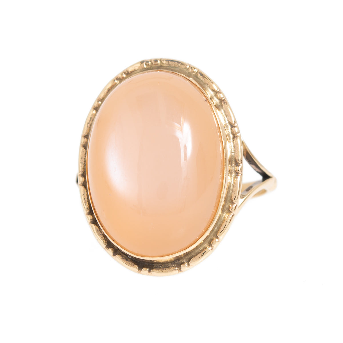 Antique/Vintage 9ct Gold Ring With Fabulous Natural Rose Moonstone Cabochon (A1145)