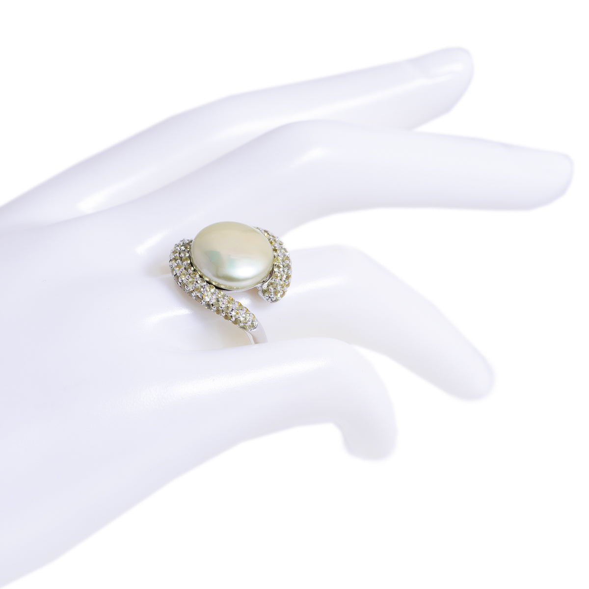Honora Large Mabe Pearl Statement Ring Cross Over Design In Sterling Silver (A1170)