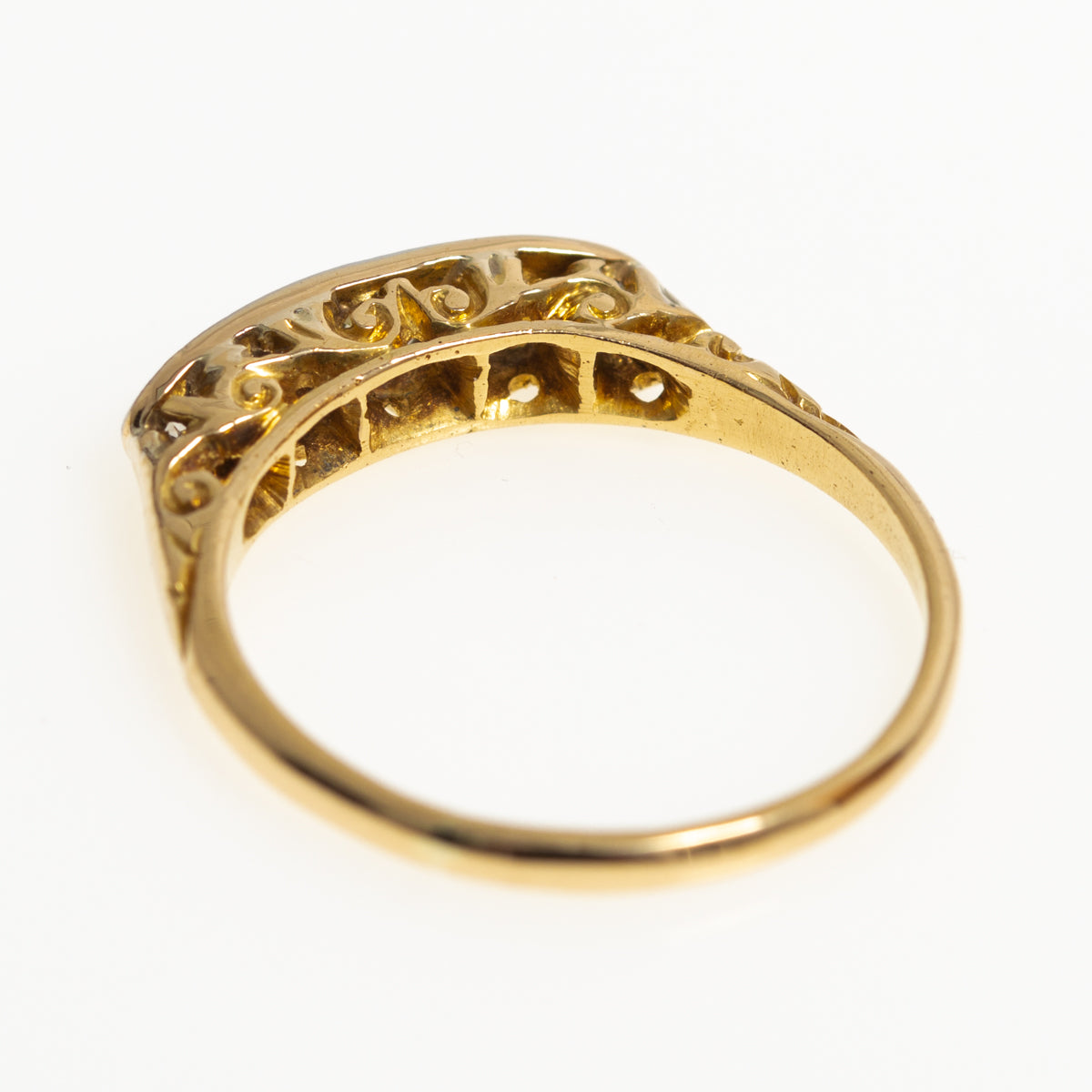 Antique 18ct Gold & Five Diamond (0.25ct) Ring With Fancy Yellow Central Diamond (A1178)