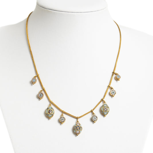Antique Fabbrica Angelo Pessar Italian Micro Mosaic Etruscan Necklace c.1900 (A1200)