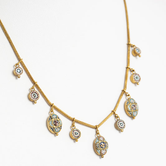 Antique Fabbrica Angelo Pessar Italian Micro Mosaic Etruscan Necklace c.1900 (A1200)