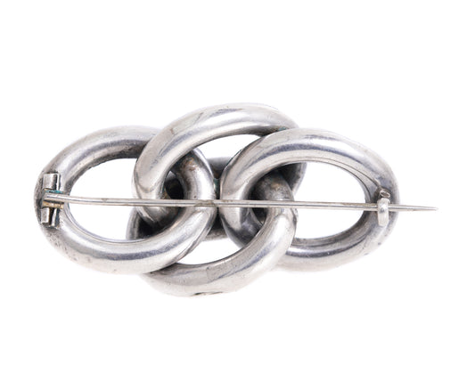 Antique Victorian Scottish Silver & Agate Loop Knot Brooch / Pin c.1860 (A1202)