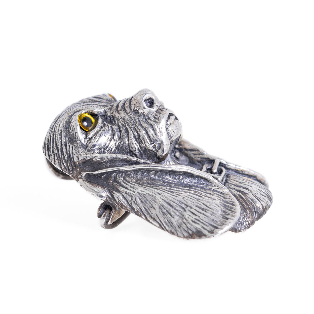 Vintage Sterling Silver Basset Hound / Spaniel Dog 3D Brooch / Pin / Pendant (A1203)