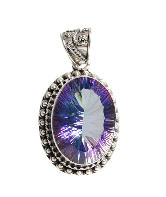 Vintage Artisan Sterling Silver Pendant With Huge 47ct Fantasy Cut Mystic Topaz  (A1262)