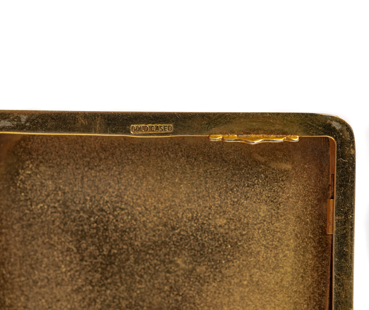 Art Deco Hand Painted Enamel Terrier Dog Cigarette Case Gold Cased (A1338)