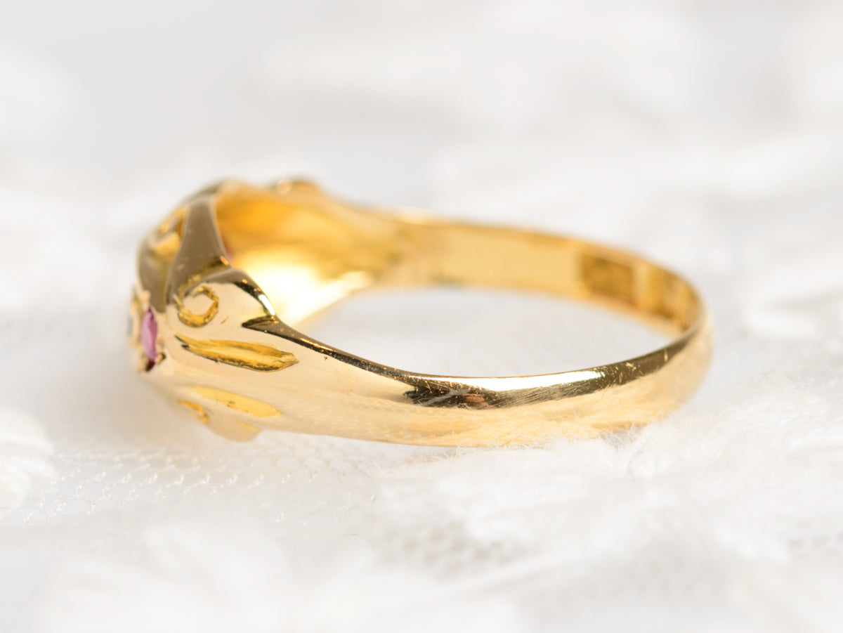 Antique 18ct Gold Ring Ruby & Diamond Set Hallmarked 1917 (A1347)