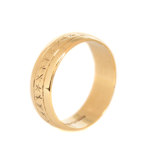 Vintage 9ct Gold Wedding Ring Band With Decorative Pattern Hallmark 1978 (A1349)