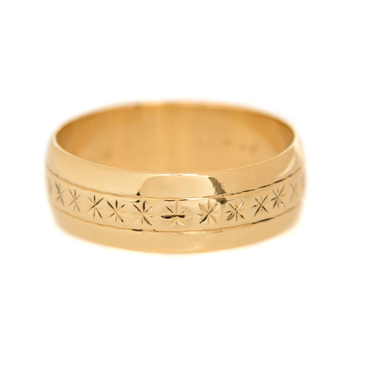 Vintage 9ct Gold Wedding Ring Band With Decorative Pattern Hallmark 1978 (A1349)