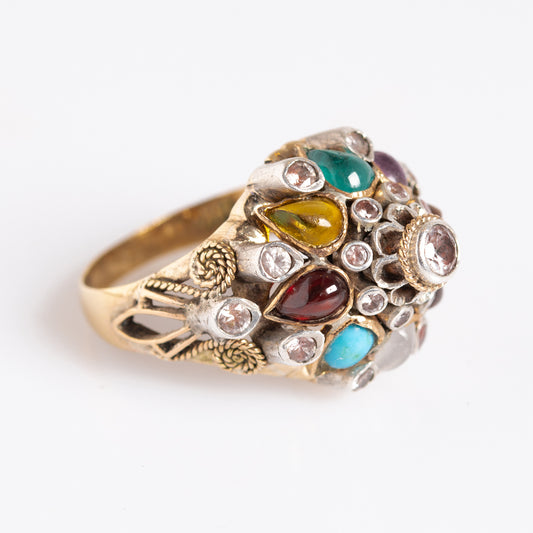 Vintage 14k Yellow Gold Ring Thai Princess Harem Gemstone Nop-pa-kao (A1357)