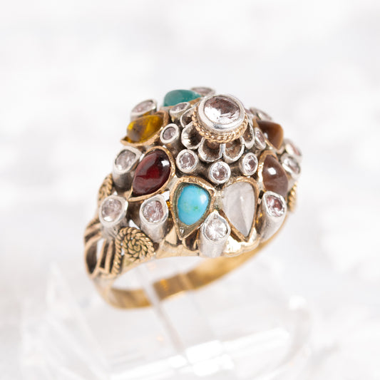 Vintage 14k Yellow Gold Ring Thai Princess Harem Gemstone Nop-pa-kao (A1357)