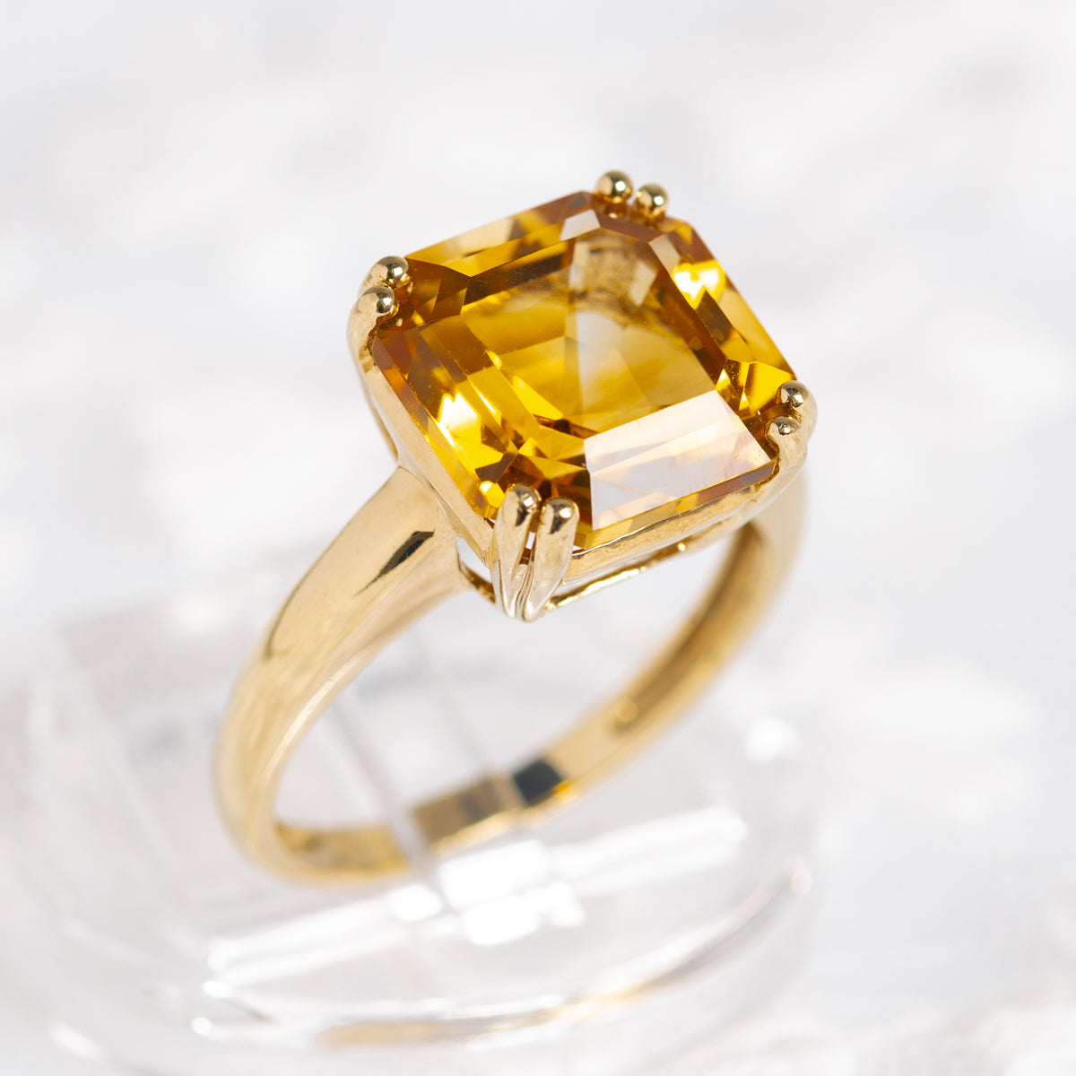 5 Carat Natural Citrine Gemstone Ring In 9ct Gold Square Cut Gem (A1380)