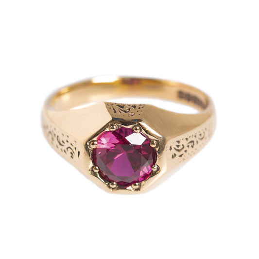 1ct Ruby Gemstone Gold Ring Vintage Estate Jewellery 9ct Gold (A1382)
