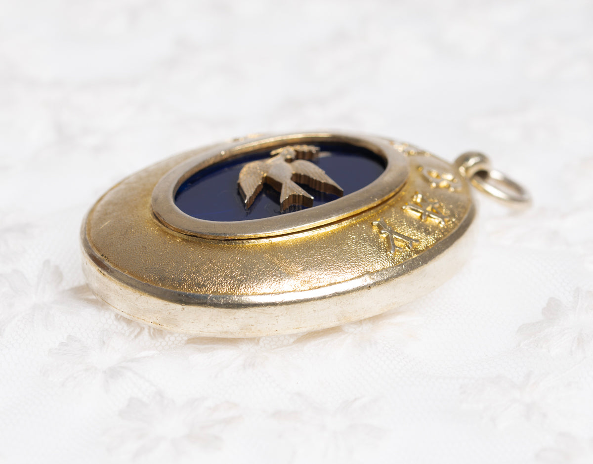 Vintage Large Sterling Silver Gilt Bombay Pendant Grand Master Jewel(A1422)