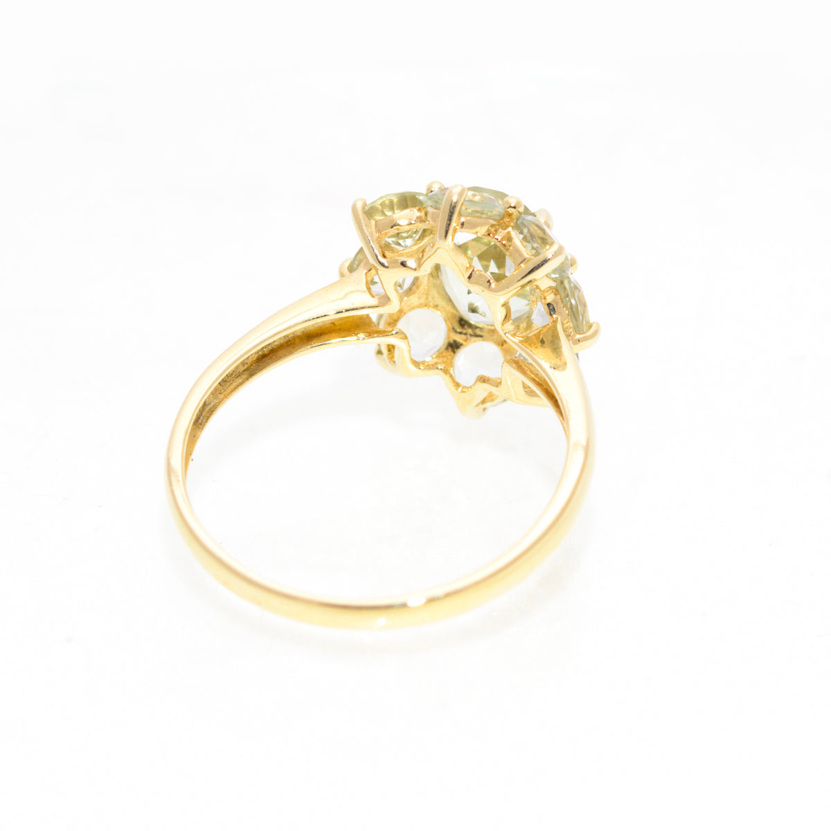 9ct Gold & Green Prasiolite Cluster Ring 1.3 Carat Gemstone UK Size T (A1438)