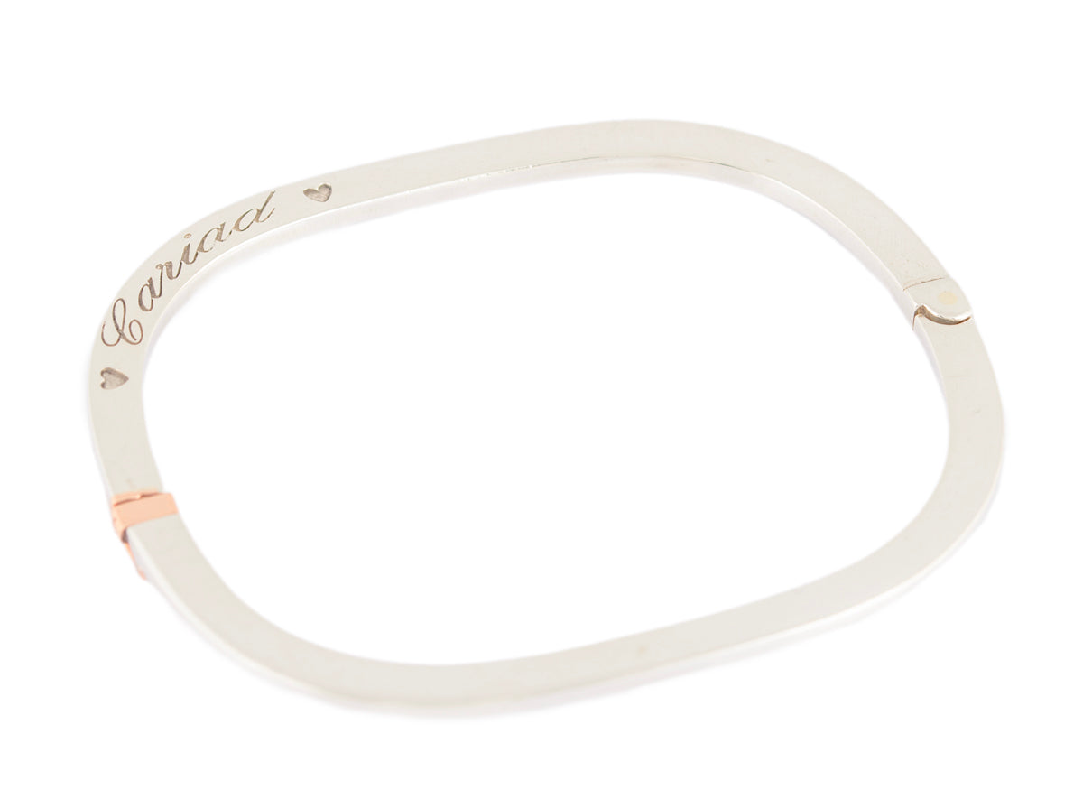 Clogau Welsh Jewellery Sterling Silver & Rose Gold Square Bangle / Bracelet (A1510)