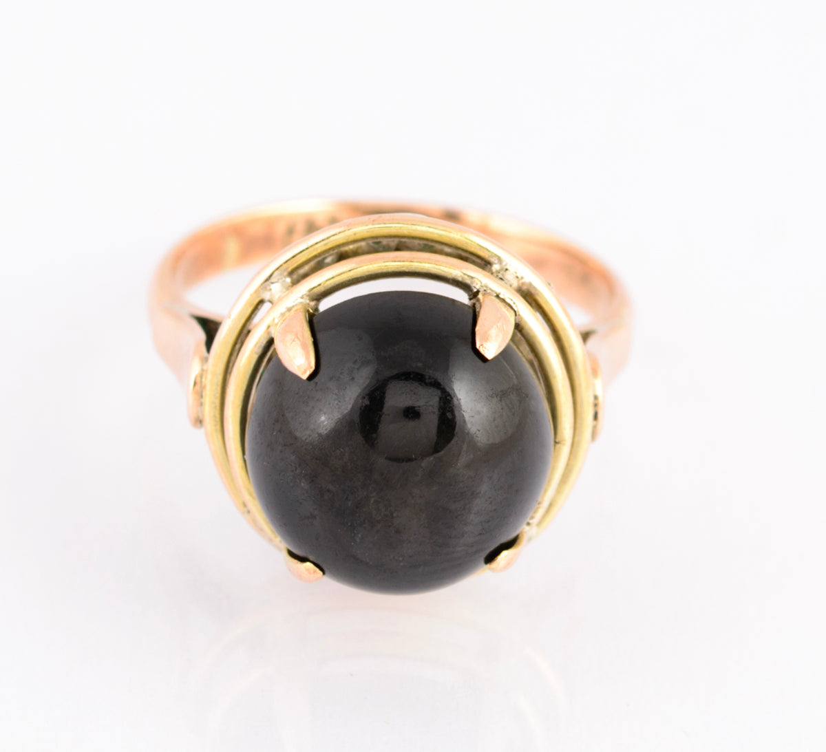 Vintage 9ct Gold & Black Star Diopside Cabochon Dress Ring UK Size L (A1512)
