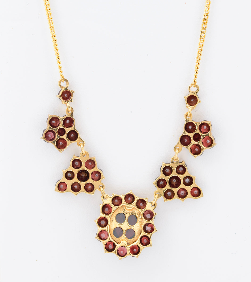 Vintage Art Deco Bohemian Garnet Cabochon 8ct Gold Necklace Necklet (A1520)