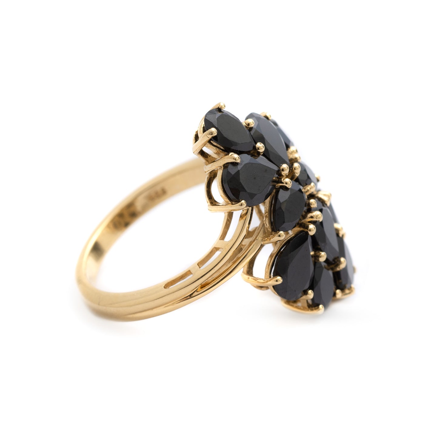 Vintage Large Gold Plated Silver Cocktail/Dress Ring With Black Garnet Cluster S (Code A295)