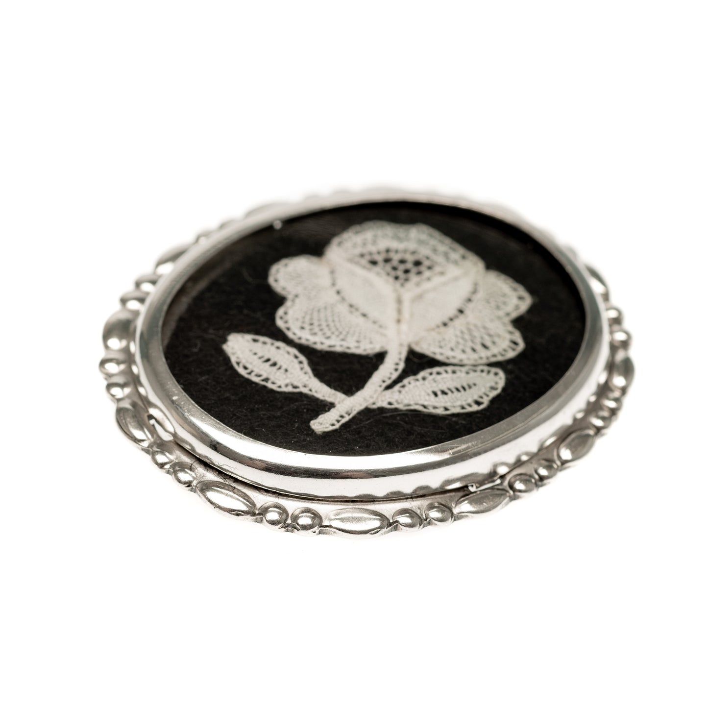 Vintage Bernard Instone Sterling Silver & Lace Rose Brooch H'marked 1979 (Code A411)
