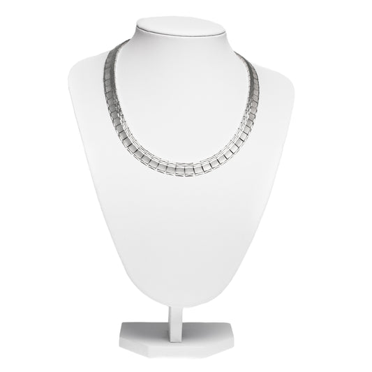 Vintage 1960's High Quality Textured Silver Panel Necklace Hallmarked (Code A424)