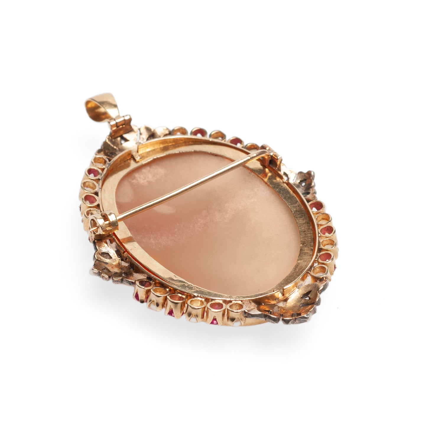 22ct Gold Cameo Brooch/Pendant Diamond Sapphire & Pearl Hebe feeding Zeus (Code A456)