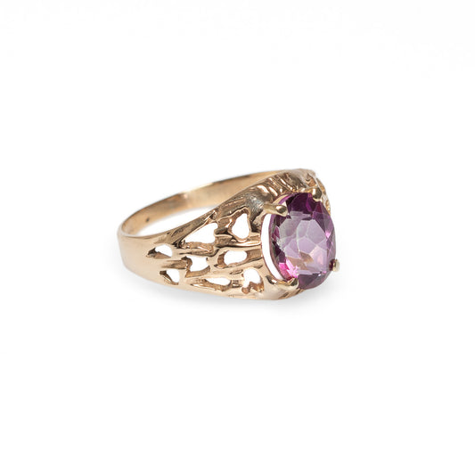 Vintage 9ct Gold Ring & Purple Topaz 2.4ct Gemstone Ladies Size P (Code A466)