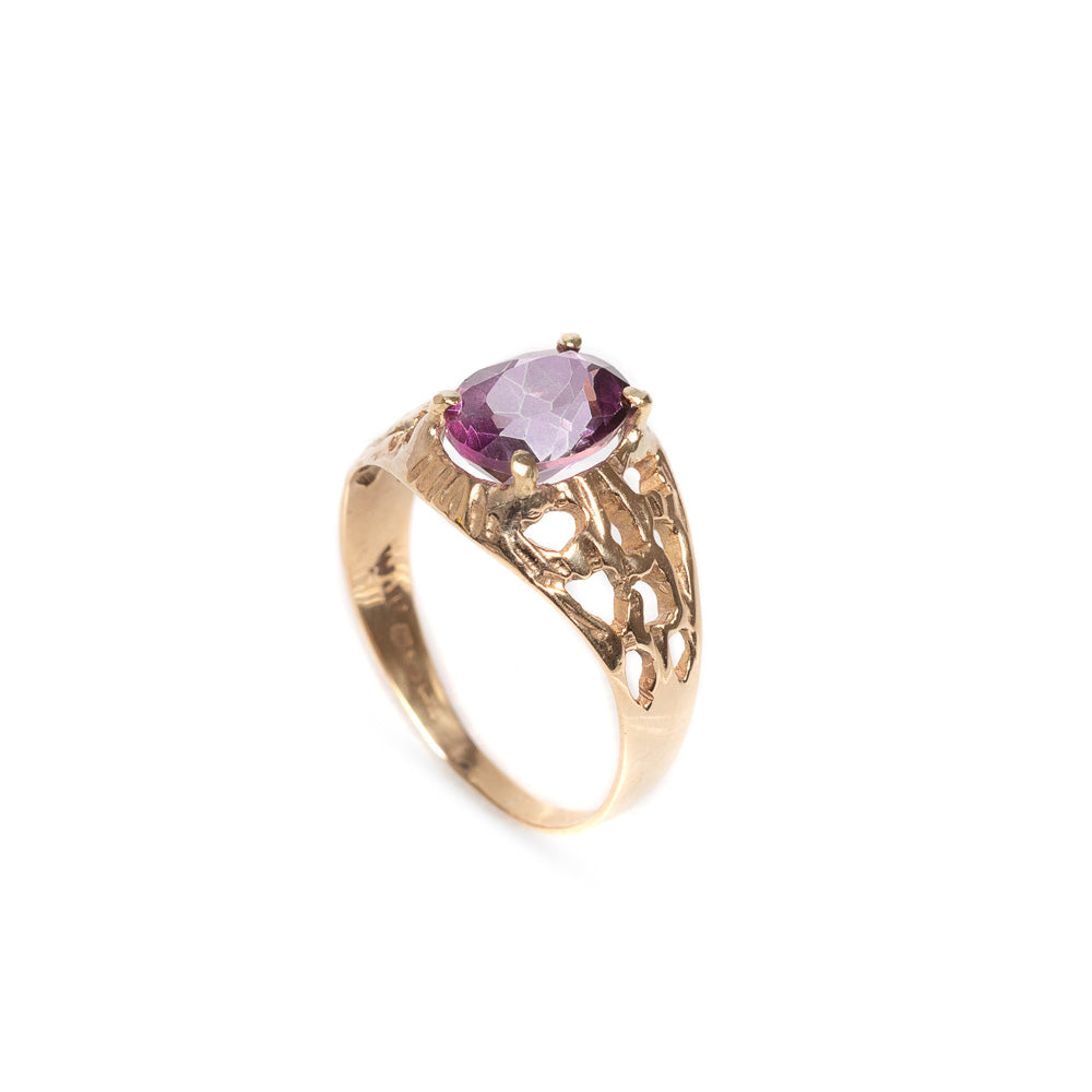 Vintage 9ct Gold Ring & Purple Topaz 2.4ct Gemstone Ladies Size P (Code A466)