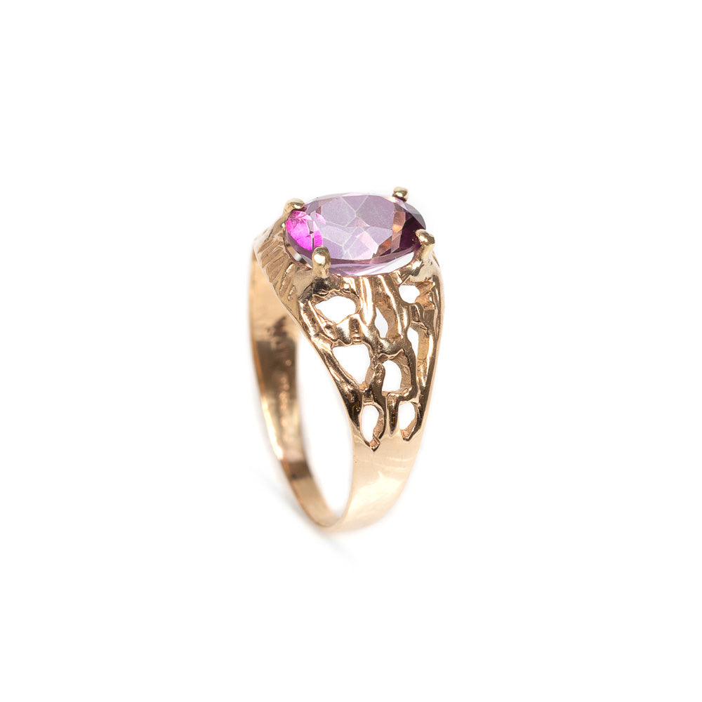Vintage 9ct Gold Ring & Purple Topaz 2.4ct Gemstone Ladies Size P (Code A466)