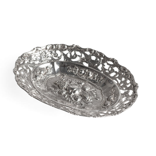 Sterling Silver Bonbon/Sweets Dish With Pierced Work - Vintage 1948 (Code A471)