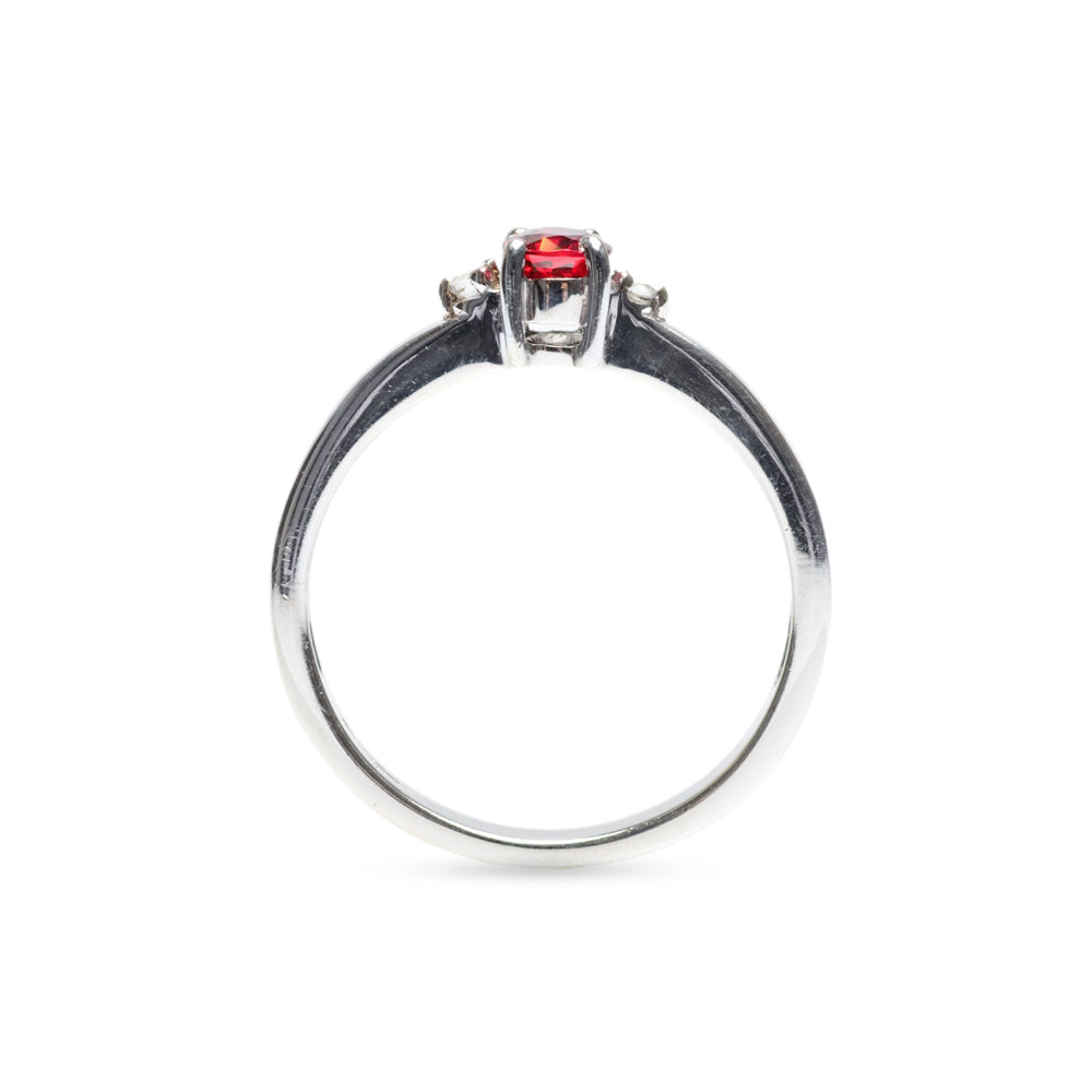 9ct White Gold Ruby & Topaz Engagement Ring Brilliant Cut Stone Size N (Code A563)