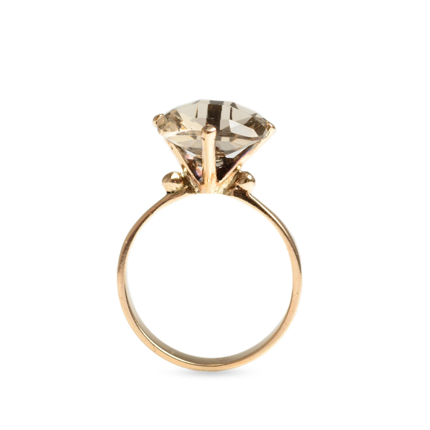 Vintage 9ct Gold Solitaire Statement Ring With Light Smoky Quartz Rectangular Cushion Cut Gemstone Size P US Size 7.5 (Code A586)