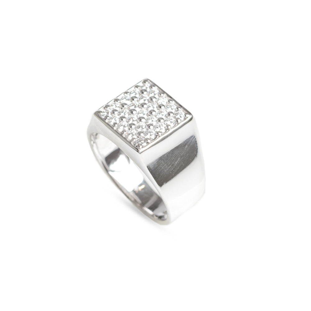 9ct White Gold Diamond Ring By Rocks & Co Square 5x5 Design Setting Size M1/2 (Code A588)