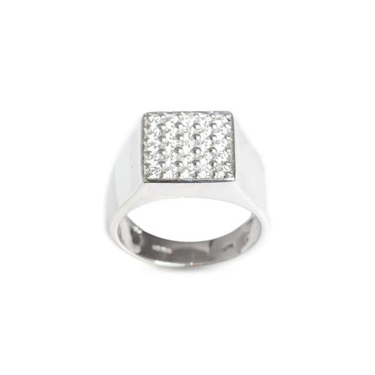 9ct White Gold Diamond Ring By Rocks & Co Square 5x5 Design Setting Size M1/2 (Code A588)