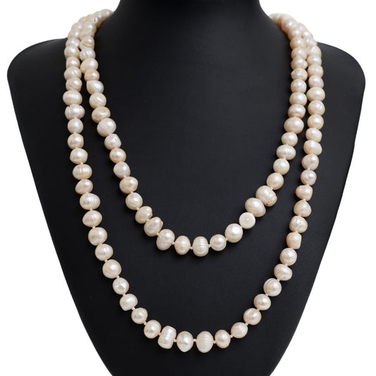 Vintage Fresh Water Baroque Pearl Extra Long Necklace 46.5 Inch Weight 128 grams (Code A616)