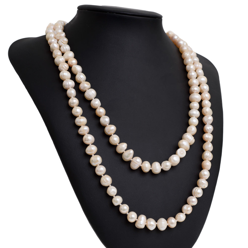 Vintage Fresh Water Baroque Pearl Extra Long Necklace 46.5 Inch Weight 128 grams (Code A616)