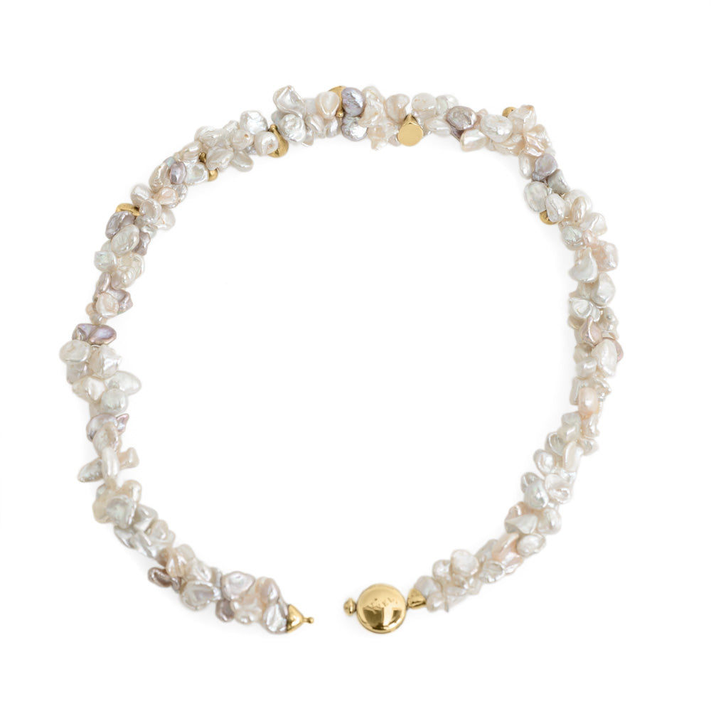 Yvel Designer 18 Carat Gold & Double Baroque Pearl Necklace With Gold Nuggets (Code A644)