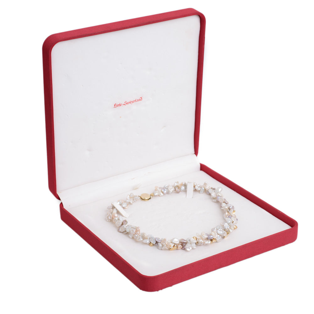 Yvel Designer 18 Carat Gold & Double Baroque Pearl Necklace With Gold Nuggets (Code A644)