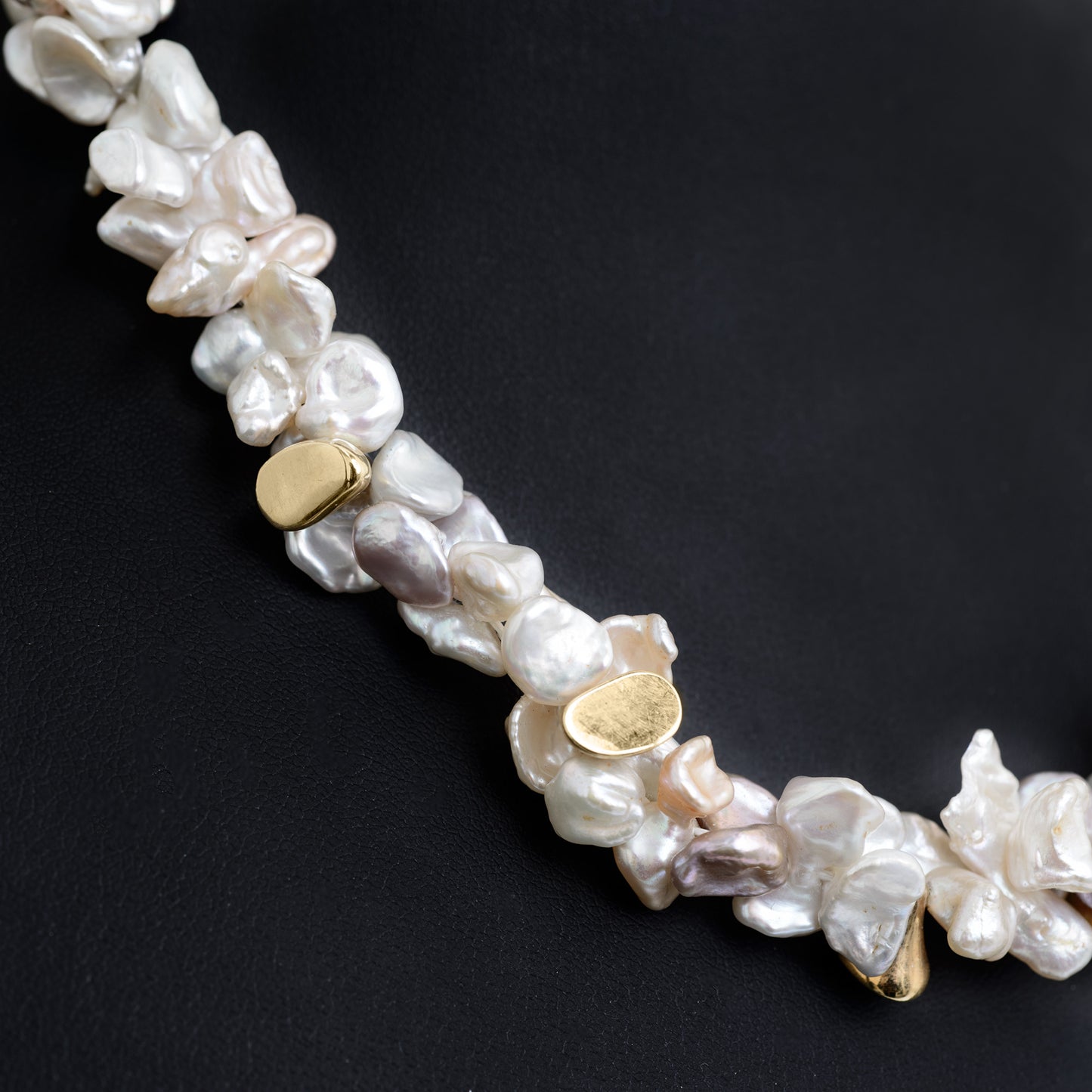 Yvel Designer 18 Carat Gold & Double Baroque Pearl Necklace With Gold Nuggets (Code A644)