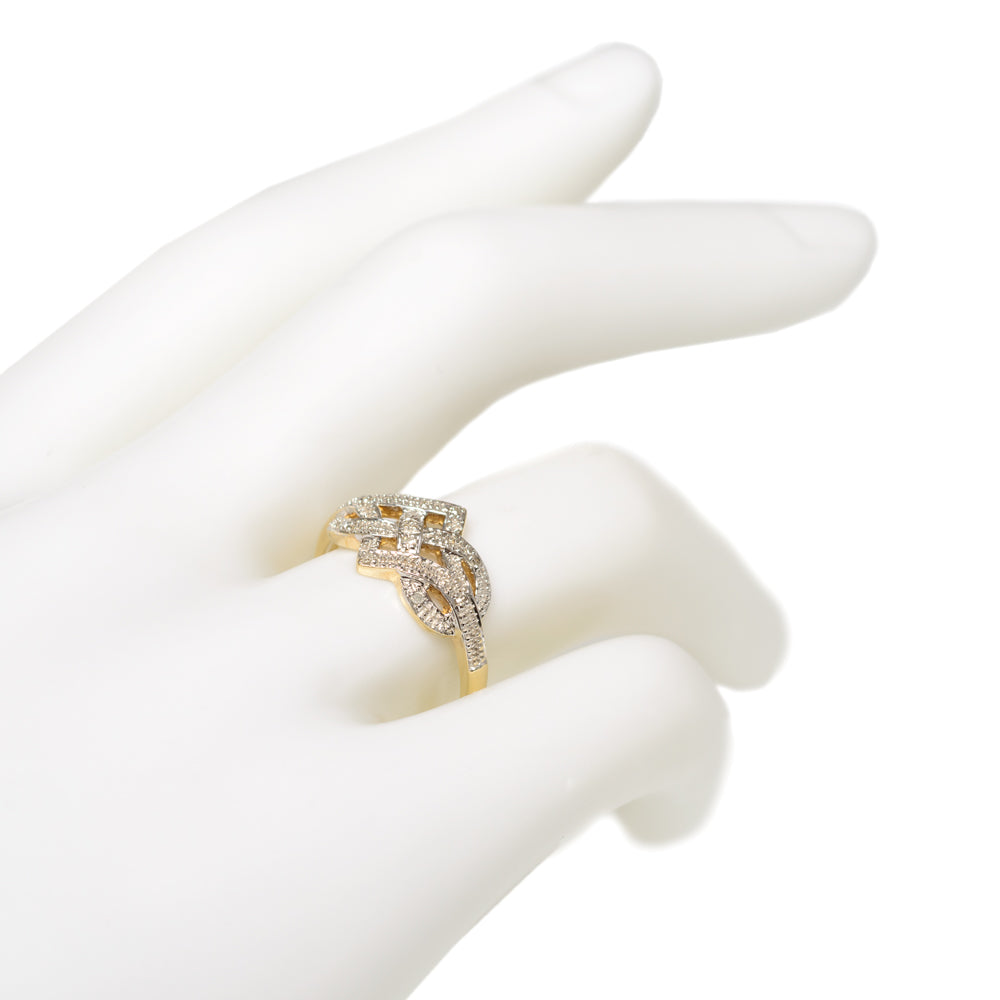 9ct Gold & Diamond Endless Knot Design Love/Promise Ring Sheffield Assay Size P (Code A757)